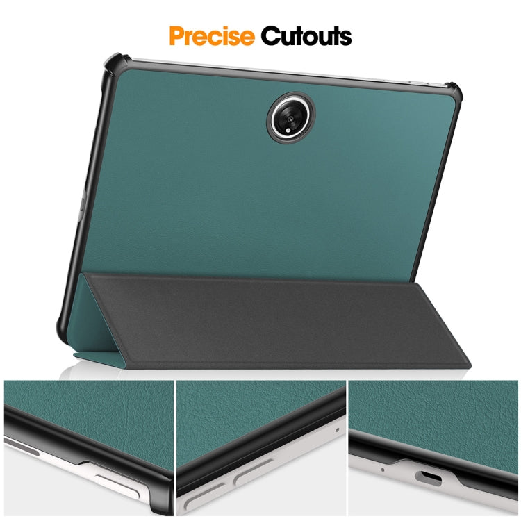 For OnePlus Pad / OPPO Pad 2 ENKAY Tri-fold Custer Texture Leather Stand Smart Case(Black) - OPPO Cases by ENKAY | Online Shopping UK | buy2fix