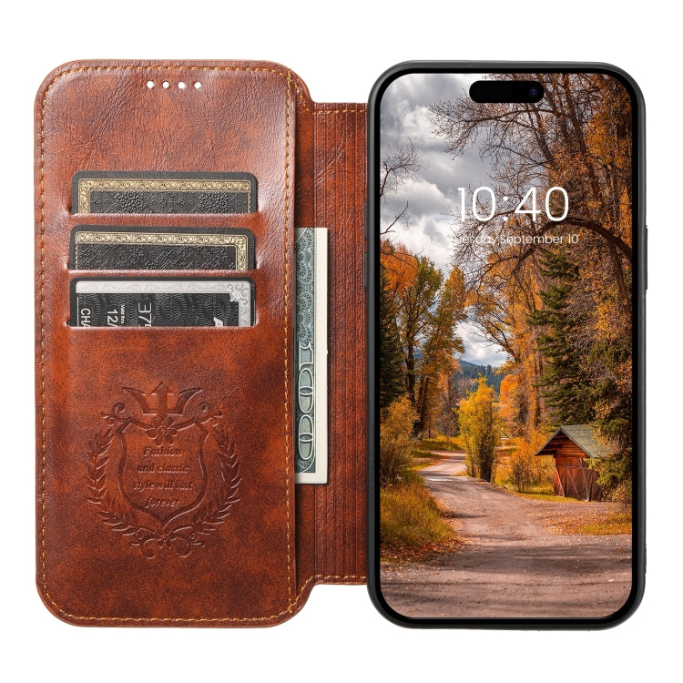 For iPhone 12 / 12 Pro Suteni J05 Leather Magnetic Magsafe Phone Case(Khaki) - iPhone 12 / 12 Pro Cases by Suteni | Online Shopping UK | buy2fix