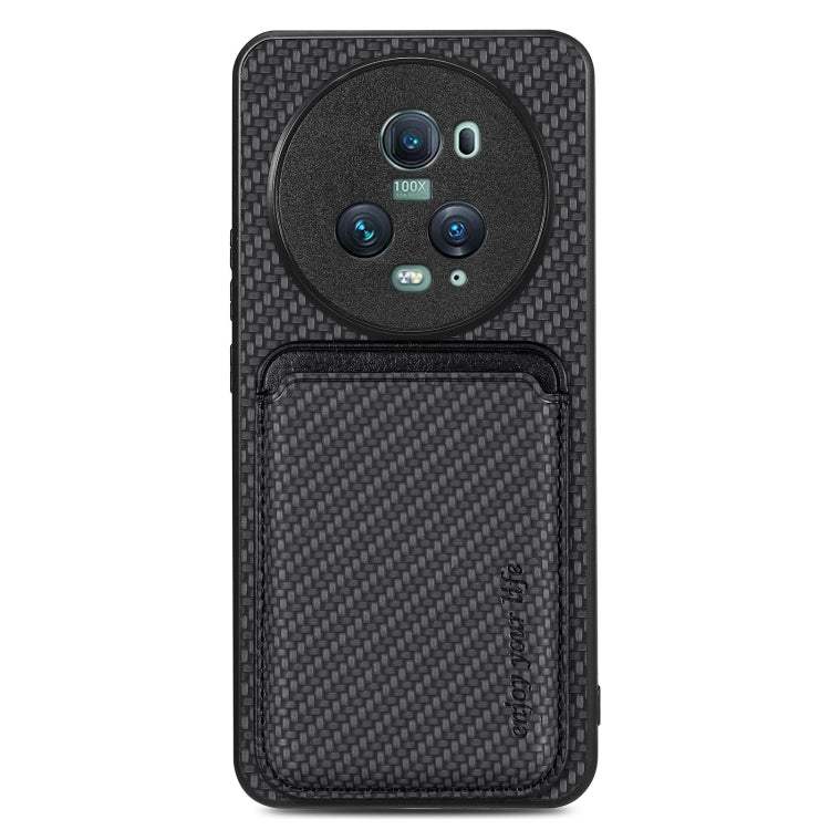 For Honor Magic5 Pro Carbon Fiber Leather Card Magsafe Magnetic Phone Case(Black) - Honor Cases by buy2fix | Online Shopping UK | buy2fix