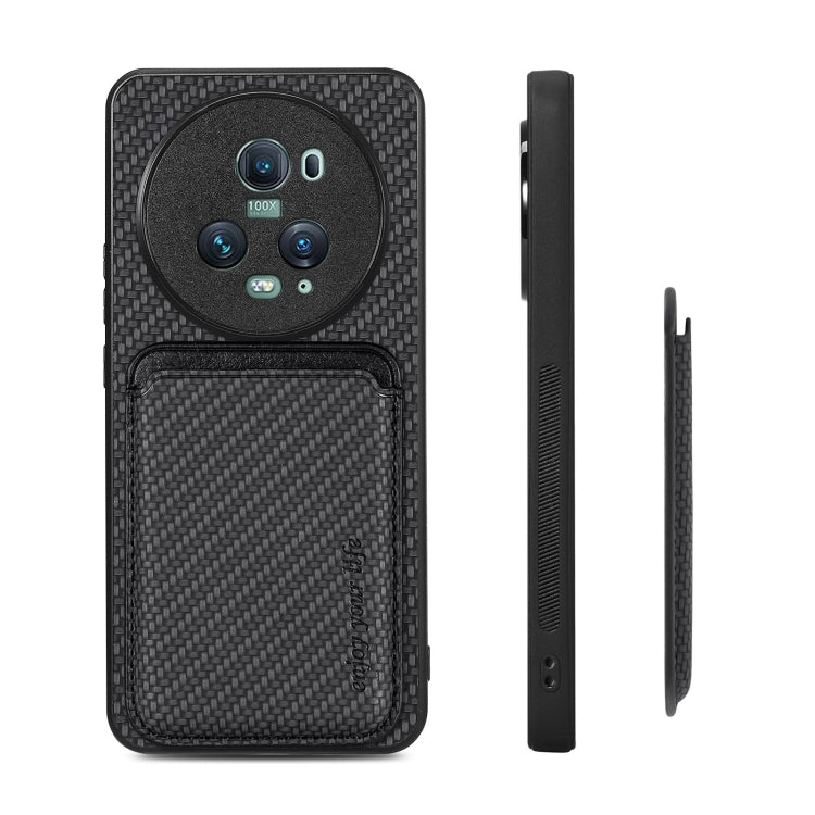 For Honor Magic5 Pro Carbon Fiber Leather Card Magsafe Magnetic Phone Case(Black) - Honor Cases by buy2fix | Online Shopping UK | buy2fix