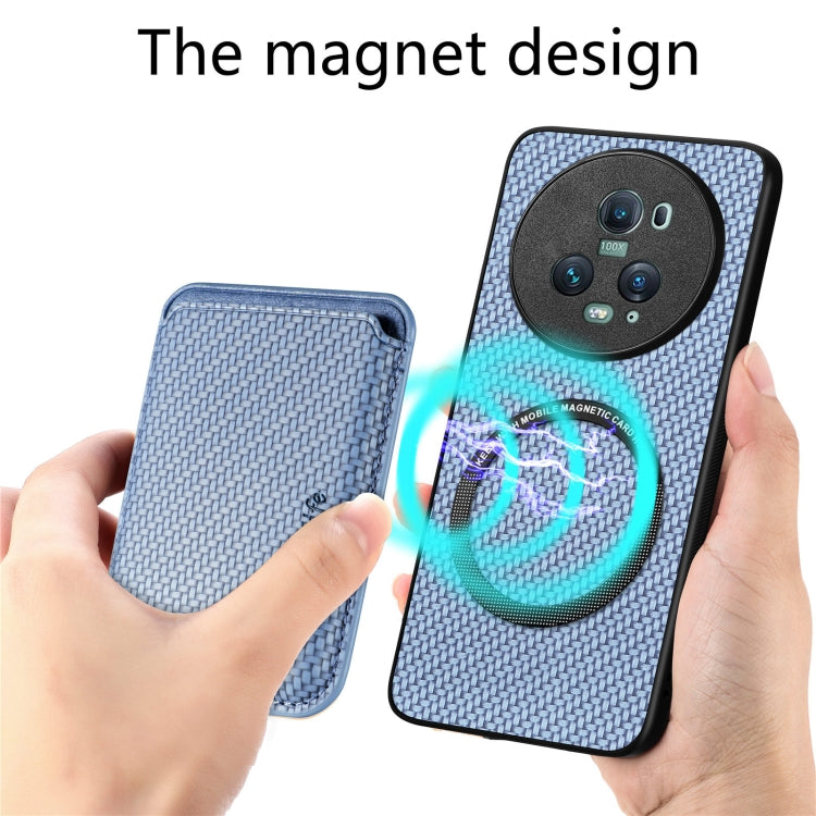 For Honor Magic5 Pro Carbon Fiber Leather Card Magsafe Magnetic Phone Case(Blue) - Honor Cases by buy2fix | Online Shopping UK | buy2fix
