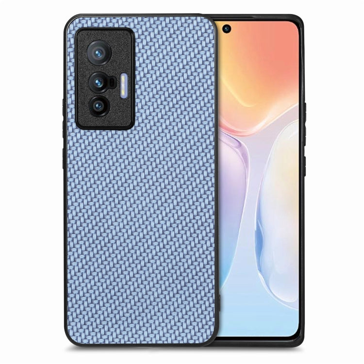 For vivo X70 Carbon Fiber Texture Leather Back Cover Phone Case(Blue) - vivo Cases by buy2fix | Online Shopping UK | buy2fix