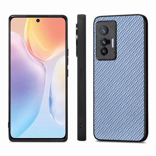 For vivo X70 Carbon Fiber Texture Leather Back Cover Phone Case(Blue) by buy2fix