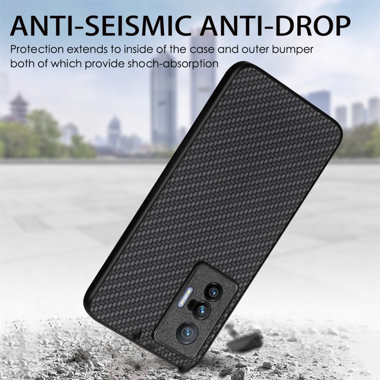 For vivo X70 Carbon Fiber Texture Leather Back Cover Phone Case(Blue) - vivo Cases by buy2fix | Online Shopping UK | buy2fix