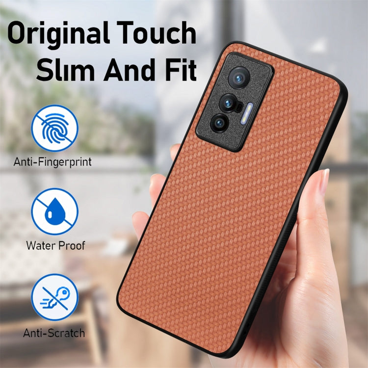 For vivo X70 Carbon Fiber Texture Leather Back Cover Phone Case(Blue) - vivo Cases by buy2fix | Online Shopping UK | buy2fix