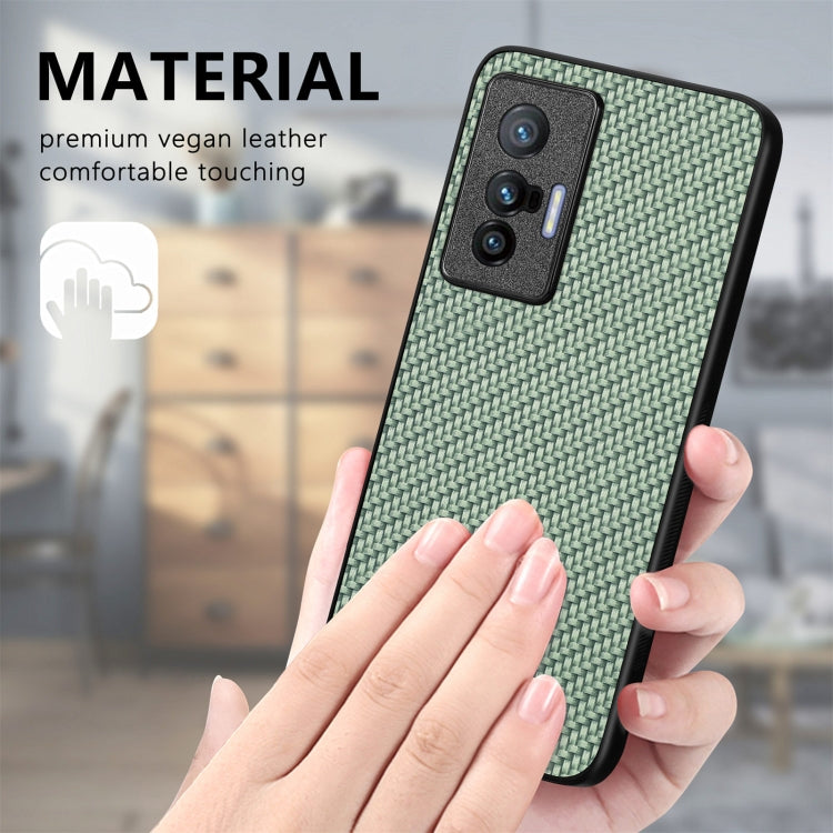 For vivo X70 Carbon Fiber Texture Leather Back Cover Phone Case(Blue) - vivo Cases by buy2fix | Online Shopping UK | buy2fix