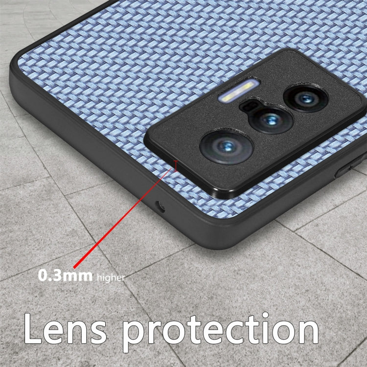 For vivo X70 Carbon Fiber Texture Leather Back Cover Phone Case(Blue) - vivo Cases by buy2fix | Online Shopping UK | buy2fix