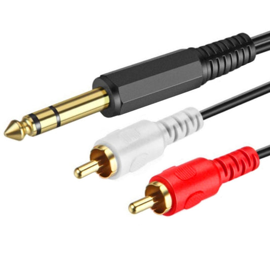 JUNSUNMAY 6.35mm Male TRS Stereo Plug to 2 RCA Phono Male Audio Cable Connector, Length:0.2m by JUNSUNMAY