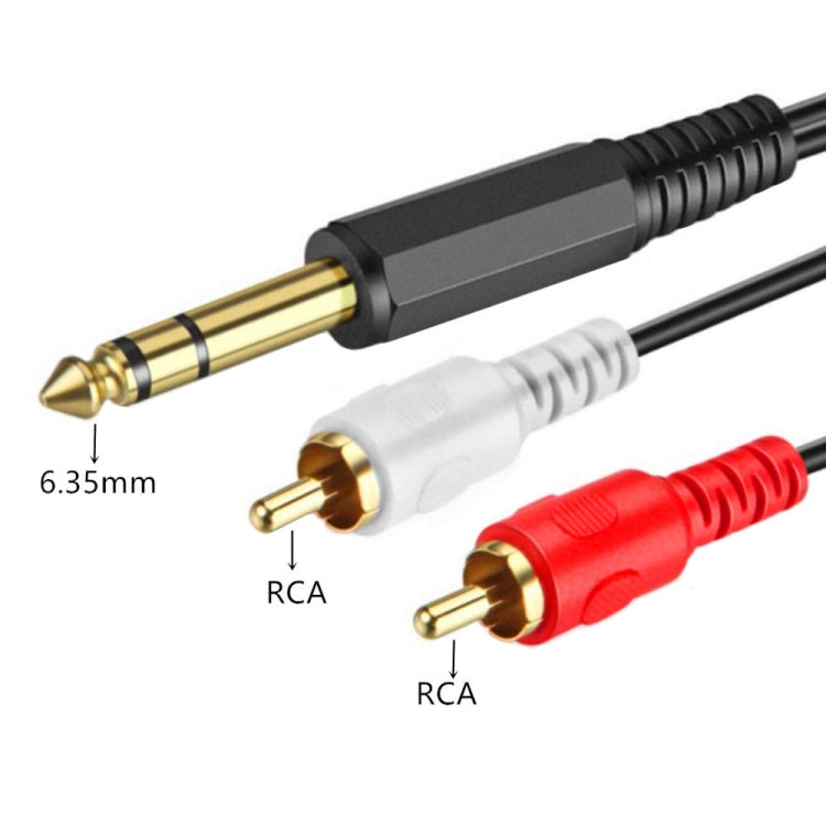 JUNSUNMAY 6.35mm Male TRS Stereo Plug to 2 RCA Phono Male Audio Cable Connector, Length:0.2m by JUNSUNMAY
