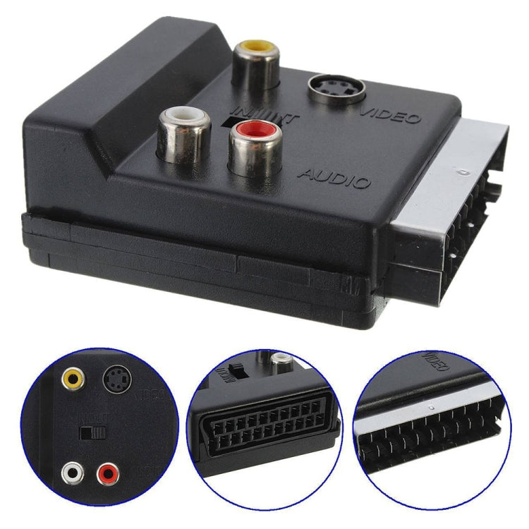 JUNSUNMAY 21 Pin Scart Male to Female S-Video 3 RCA Adapter Switchable in Out Audio Converter - by JUNSUNMAY | Online Shopping UK | buy2fix