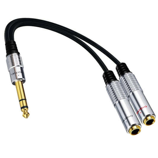 JUNSUNMAY 6.35mm Male to Dual 6.35mm Female Stereo Audio Adapter, Length: 0.2m by JUNSUNMAY