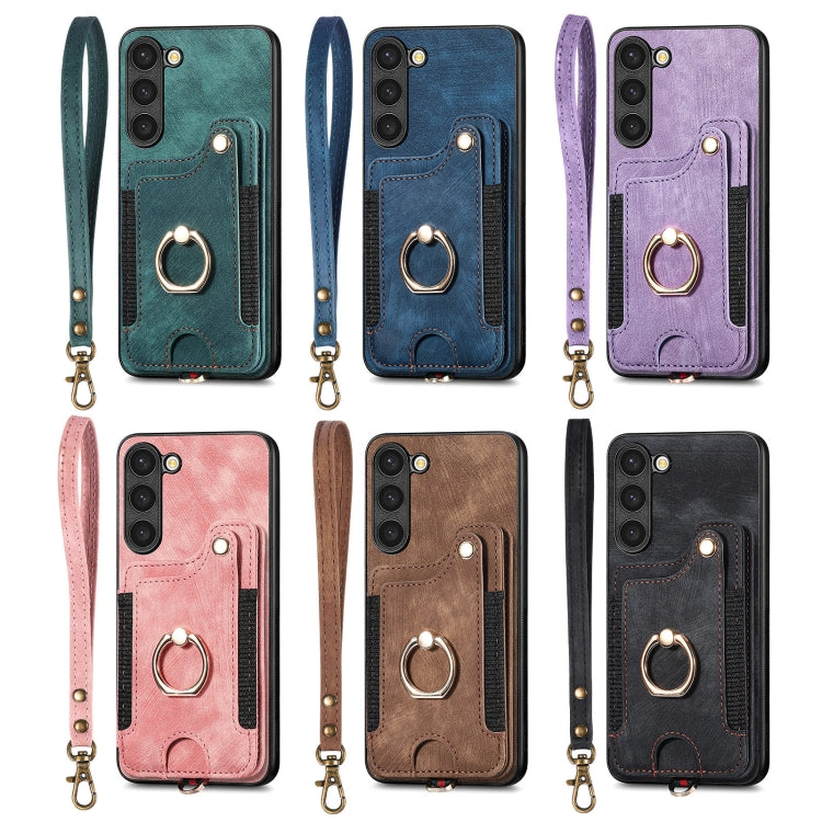 For Samsung Galaxy S22 Ultra 5G Retro Skin-feel Ring Multi-card Wallet Phone Case(Brown) - Galaxy S22 Ultra 5G Cases by buy2fix | Online Shopping UK | buy2fix