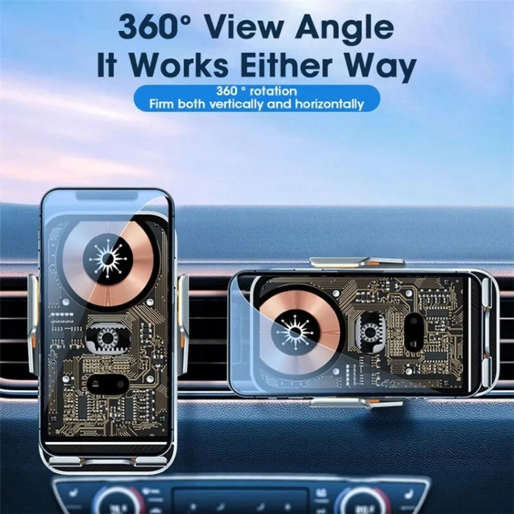 C10 Car Navigation Infrared Sensor Transparent Wireless Charger 15W Fast Charger Phone Stand(Gray) by buy2fix