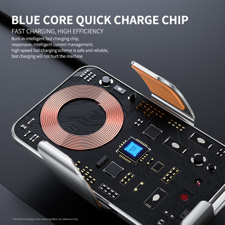 C9 Car Wireless Charger Phone Holder Infrared Auto-Clamping Metal Phone Mount Car Charger(Blue) by buy2fix