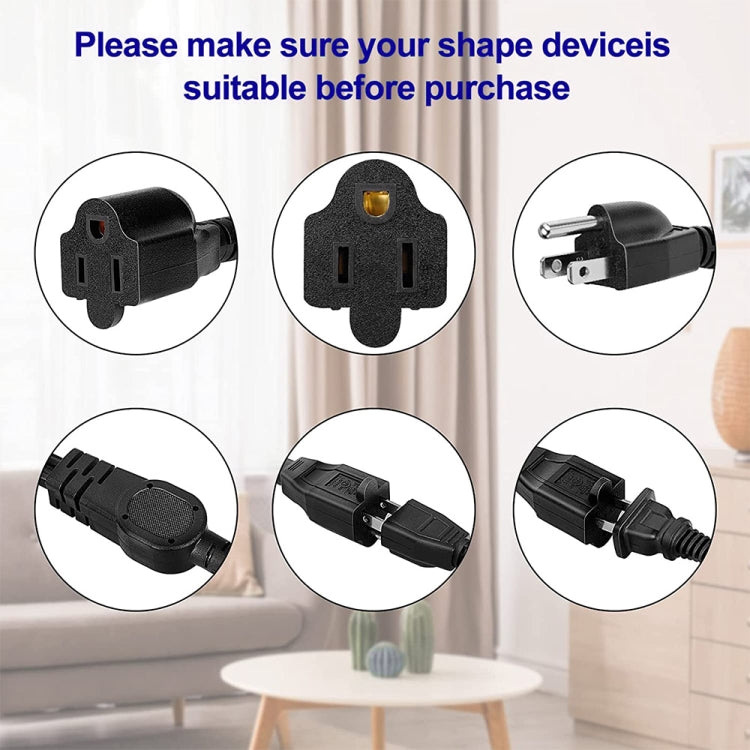 JUNSUNMAY US 1.6FT NEMA 5-15P 1 to 2 Way Outlet NEMA 5-15R SJT 16AWG 3 Prong Power Cable Wire Extender by JUNSUNMAY