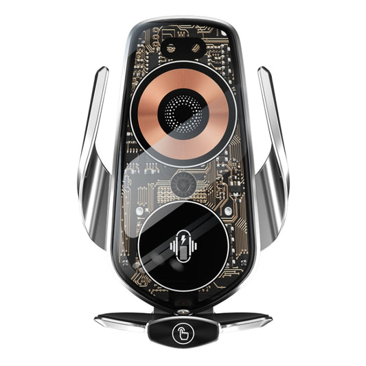 Q7 Magnetic Wireless Fast Charging Car Mobile Phone Charger Bracket with Start Button (Silver) by buy2fix