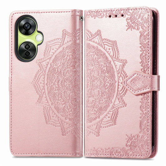 For OnePlus Nord CE 3 Lite Mandala Flower Embossed Leather Phone Case(Rose Gold) by buy2fix