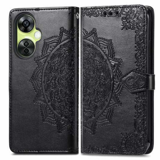 For OnePlus Nord CE 3 Lite Mandala Flower Embossed Leather Phone Case(Black) by buy2fix