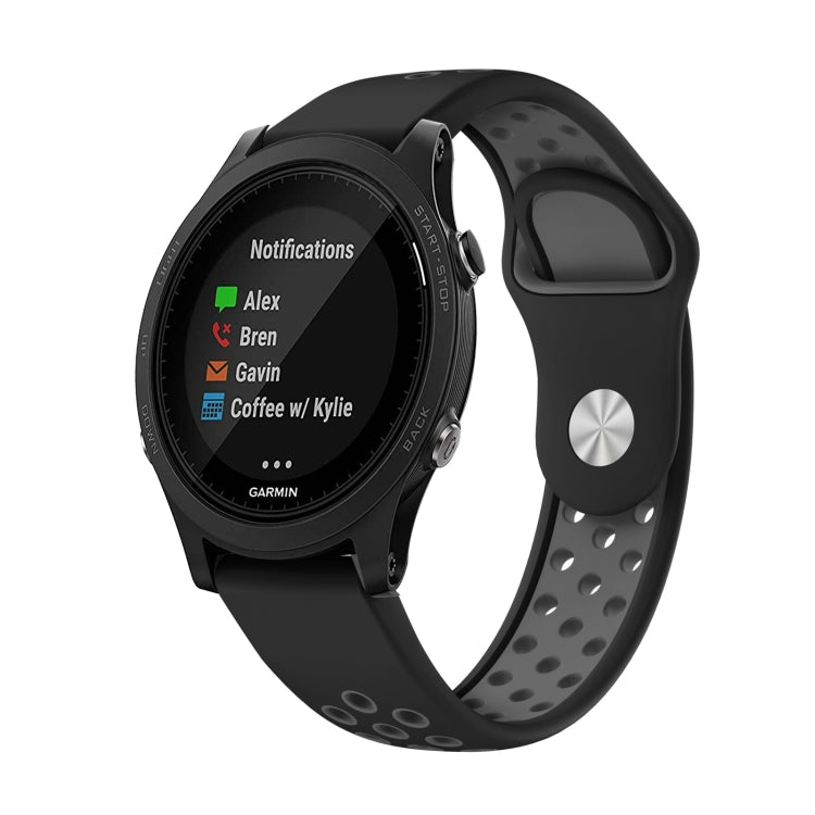 For Garmin Forerunner 935 22mm Sports Breathable Silicone Watch Band(Black+Grey) - Watch Bands by buy2fix | Online Shopping UK | buy2fix