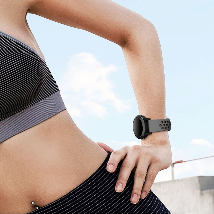 For Garmin Forerunner 935 22mm Sports Breathable Silicone Watch Band(Black+Grey) - Watch Bands by buy2fix | Online Shopping UK | buy2fix