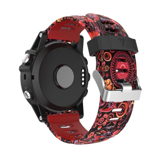 For Garmin Fenix 7X Solar 26mm Camouflage Printed Silicone Watch Band(Red+Jellyfish Camouflage) by buy2fix