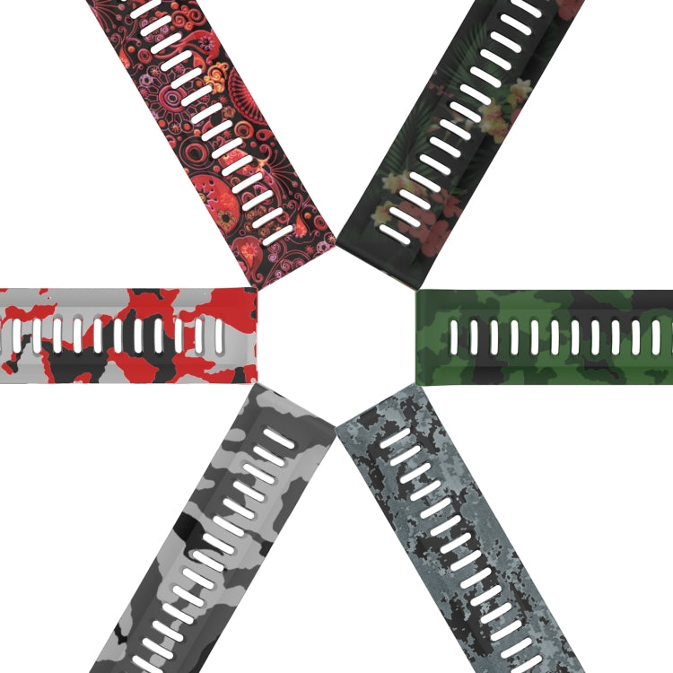 For Garmin Fenix 7X Solar 26mm Camouflage Printed Silicone Watch Band(Red+Jellyfish Camouflage) - Watch Bands by buy2fix | Online Shopping UK | buy2fix