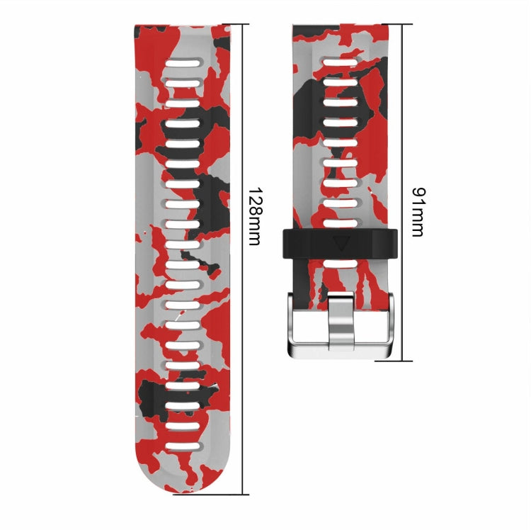For Garmin Fenix 7X Solar 26mm Camouflage Printed Silicone Watch Band(Red+Jellyfish Camouflage) - Watch Bands by buy2fix | Online Shopping UK | buy2fix