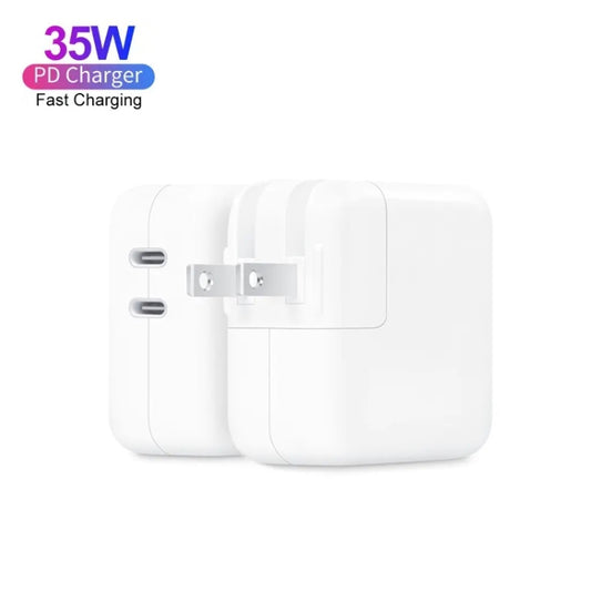 35W PD3.0 USB-C / Type-C Dual Port Charger for iPhone / iPad Series, Plug Size:US Plug - USB Charger by buy2fix | Online Shopping UK | buy2fix