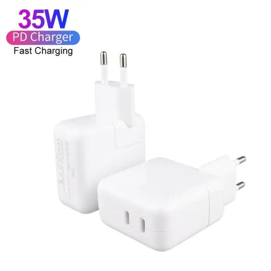 35W PD3.0 USB-C / Type-C Dual Port Charger for iPhone / iPad Series, Plug Size:EU Plug - USB Charger by buy2fix | Online Shopping UK | buy2fix