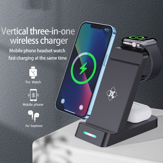 B20A 15W Qi Wireless Charger Charging Stand Compatible for iPhone iWatch Airpods(Black) by buy2fix