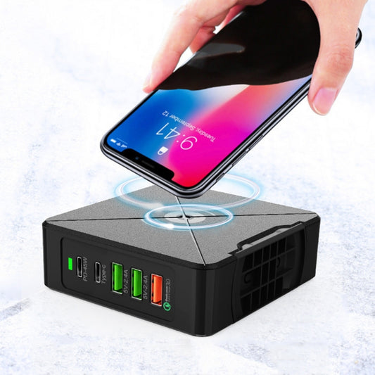 PD-75 Desktop PD Type-C USB QC 3.0 Fast Mobile Phone Charging Station Multifunctional Wireless Charger(UK Plug) by buy2fix
