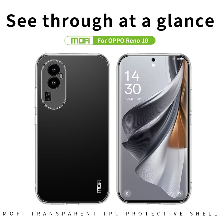 For OPPO Reno10 China MOFI Ming Series Transparent Ultra-thin TPU Phone Case(Transparent) - OPPO Cases by MOFI | Online Shopping UK | buy2fix