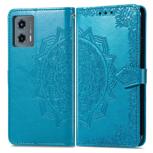 For Motorola Moto G 5G 2023 Mandala Flower Embossed Leather Phone Case(Blue) by buy2fix