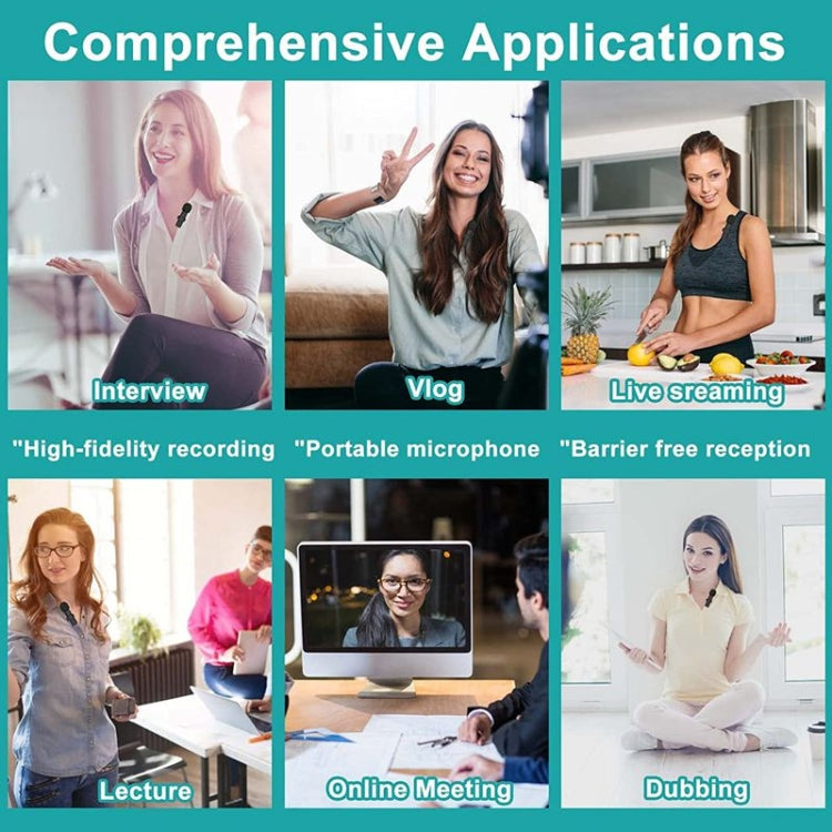 One by Two Lavalier Wireless Noise Reduction Microphone for Phone / Camera / Laptop / MacBook with 3.5mm Receiver by buy2fix