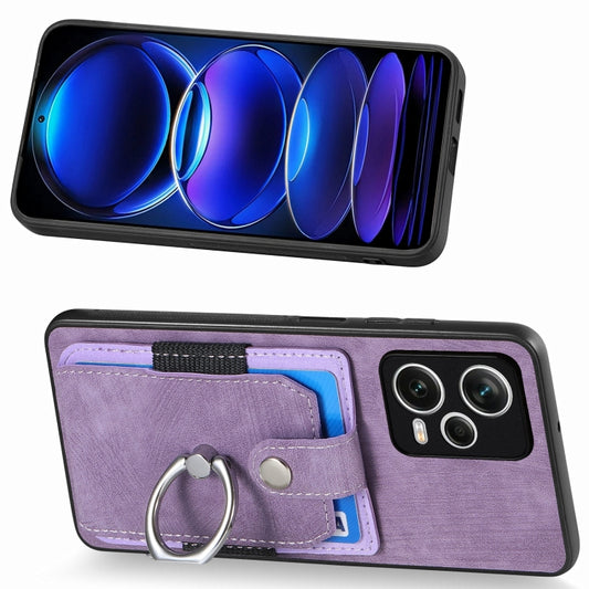 For Redmi Note 12 Pro+ Retro Skin-feel Ring Card Wallet Phone Case(Purple) by buy2fix