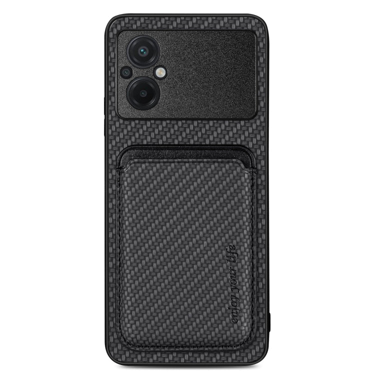 For Xiaomi Poco M5 4G Carbon Fiber Leather Card Magnetic Phone Case(Black) - Xiaomi Cases by buy2fix | Online Shopping UK | buy2fix