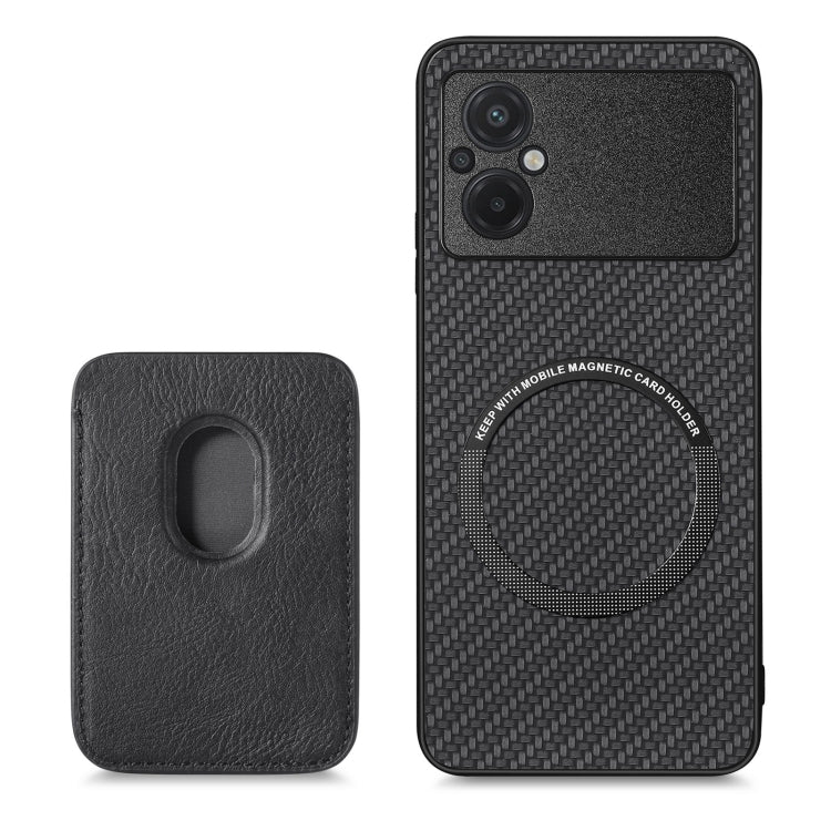 For Xiaomi Poco M5 4G Carbon Fiber Leather Card Magnetic Phone Case(Black) - Xiaomi Cases by buy2fix | Online Shopping UK | buy2fix