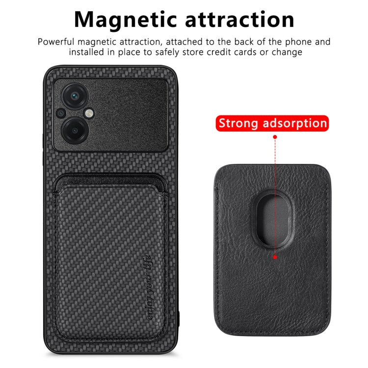 For Xiaomi Poco M5 4G Carbon Fiber Leather Card Magnetic Phone Case(Black) - Xiaomi Cases by buy2fix | Online Shopping UK | buy2fix