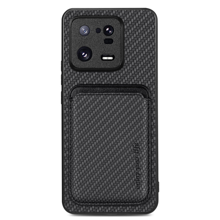 For Xiaomi 13 Pro Carbon Fiber Leather Card Magnetic Phone Case(Black) - Xiaomi Cases by buy2fix | Online Shopping UK | buy2fix