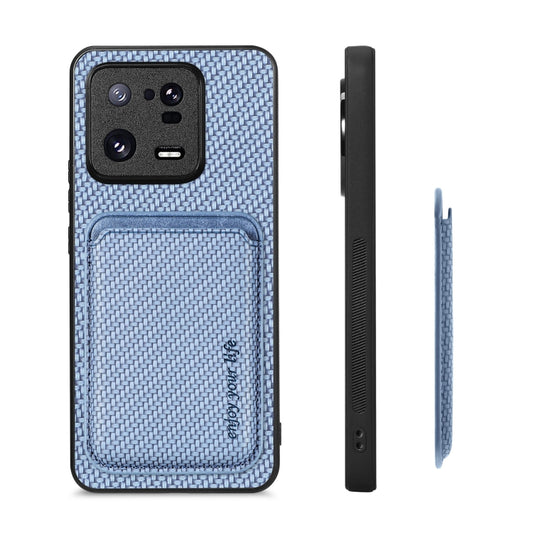 For Xiaomi 13 Pro Carbon Fiber Leather Card Magnetic Phone Case(Blue) by buy2fix