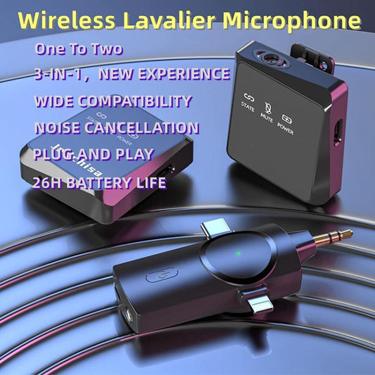 One by Two 3 in 1 Mini Wireless Lavalier Microphone for iPhone / iPad / Android / PC Camera by buy2fix