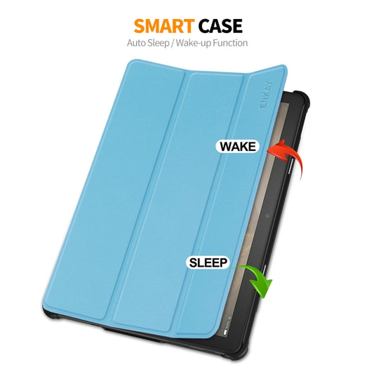 For Amazon Fire HD 10 2023 ENKAY ENKAY Tri-fold Custer Texture Leather Smart Tablet Case(Black) by ENKAY