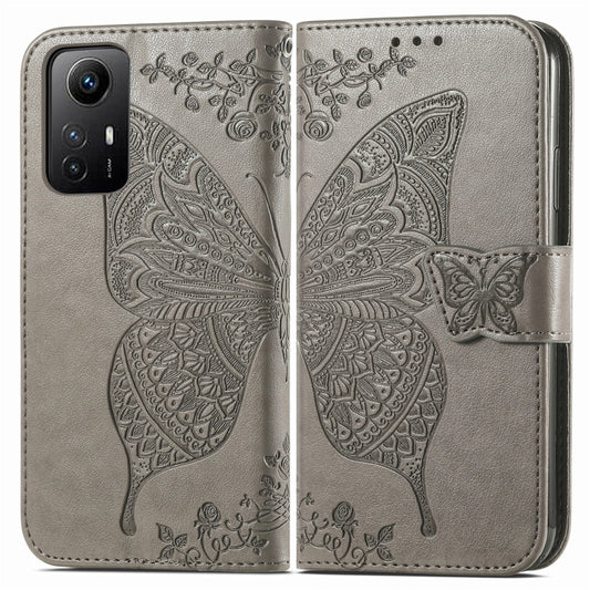 For Xiaomi Redmi Note 12S Butterfly Love Flower Embossed Leather Phone Case(Gray) by buy2fix