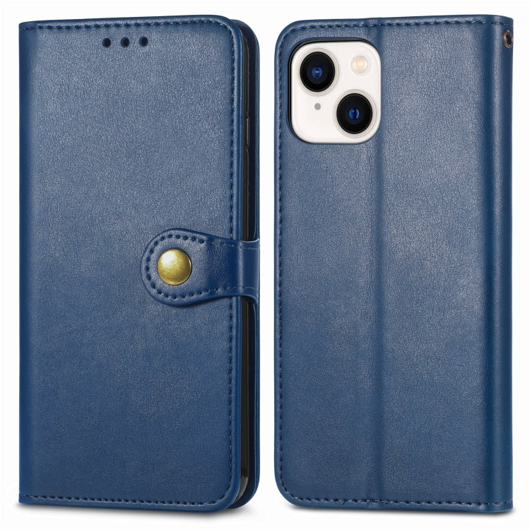 For iPhone 15 Pro Retro Solid Color Buckle Leather Phone Case(Blue) - iPhone 15 Pro Cases by buy2fix | Online Shopping UK | buy2fix