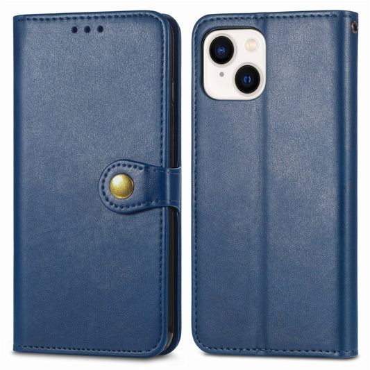For iPhone 15 Pro Retro Solid Color Buckle Leather Phone Case(Blue) by buy2fix