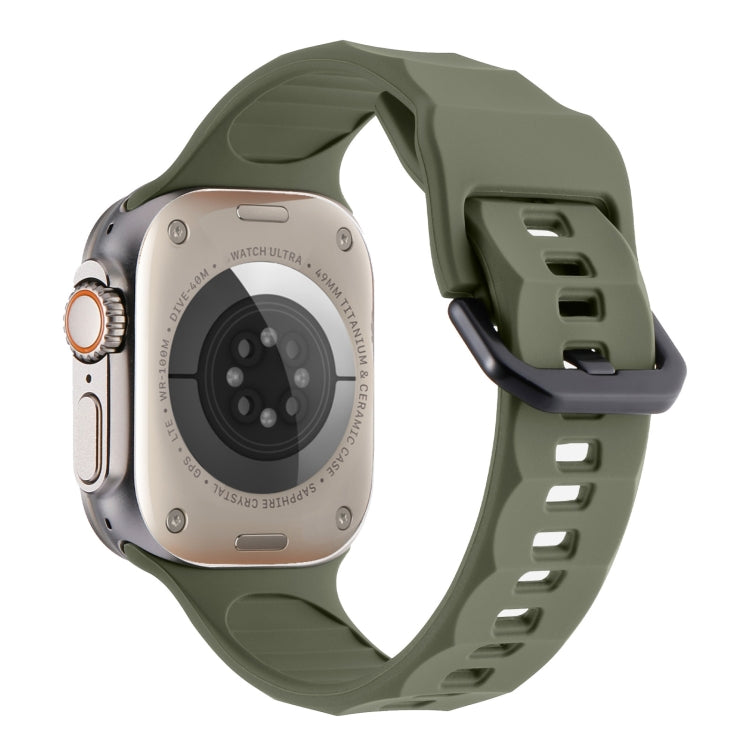 For Apple Watch SE 44mm Ripple Silicone Sports Watch Band(Dark Green) - Watch Bands by buy2fix | Online Shopping UK | buy2fix