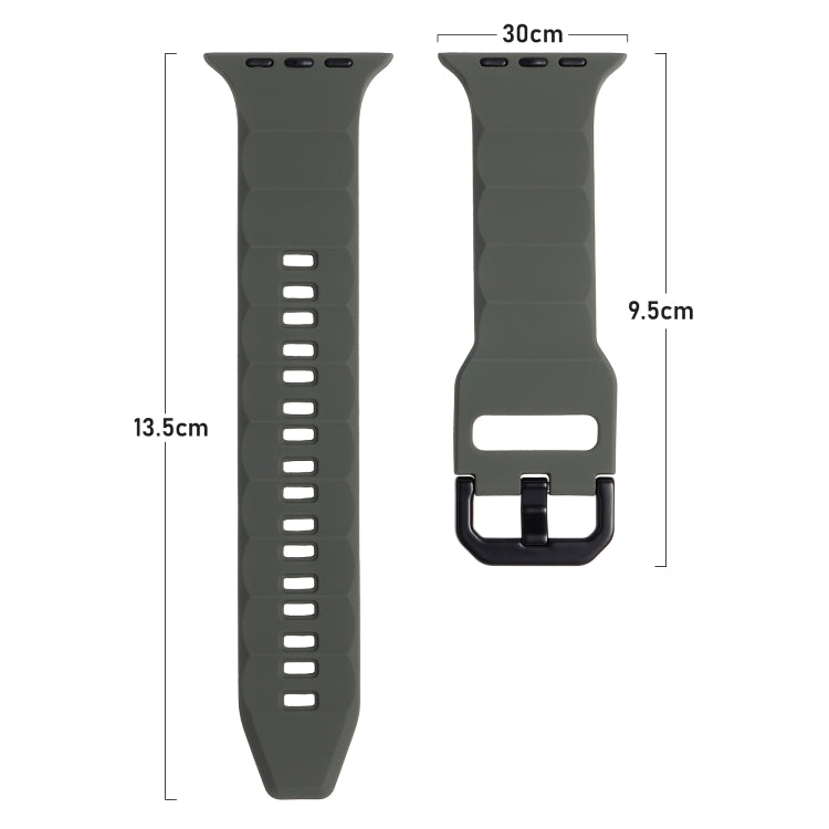 For Apple Watch SE 44mm Ripple Silicone Sports Watch Band(Dark Green) by buy2fix