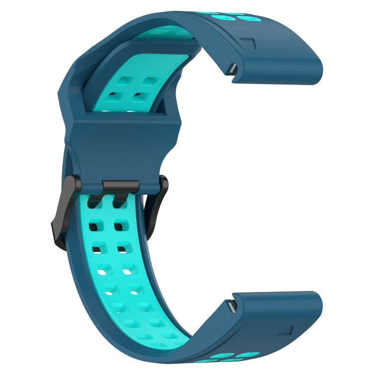 For Garmin Epix Pro 42mm Two Color Reverse Buckle 20mm Silicone Watch Band(Blue+Teal) - Watch Bands by buy2fix | Online Shopping UK | buy2fix