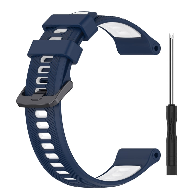 For Garmin Approach S70 47mm Sports Two-Color Silicone Watch Band(Midnight Blue+White) - Watch Bands by buy2fix | Online Shopping UK | buy2fix