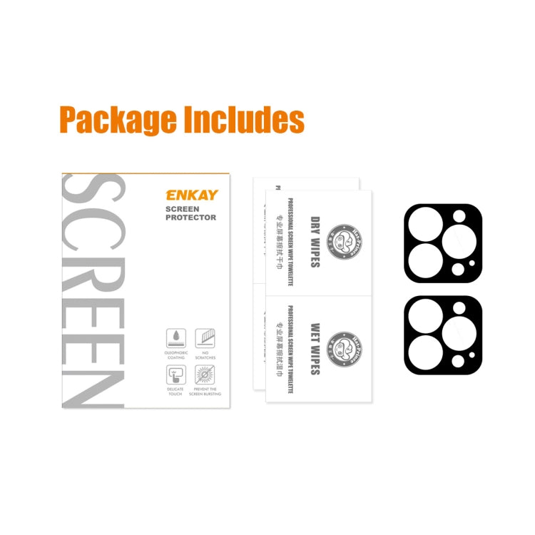 For iPhone 15 Pro / 15 Pro Max 2pcs ENKAY Hat-Prince 9H Rear Camera Lens Tempered Glass Film by ENKAY